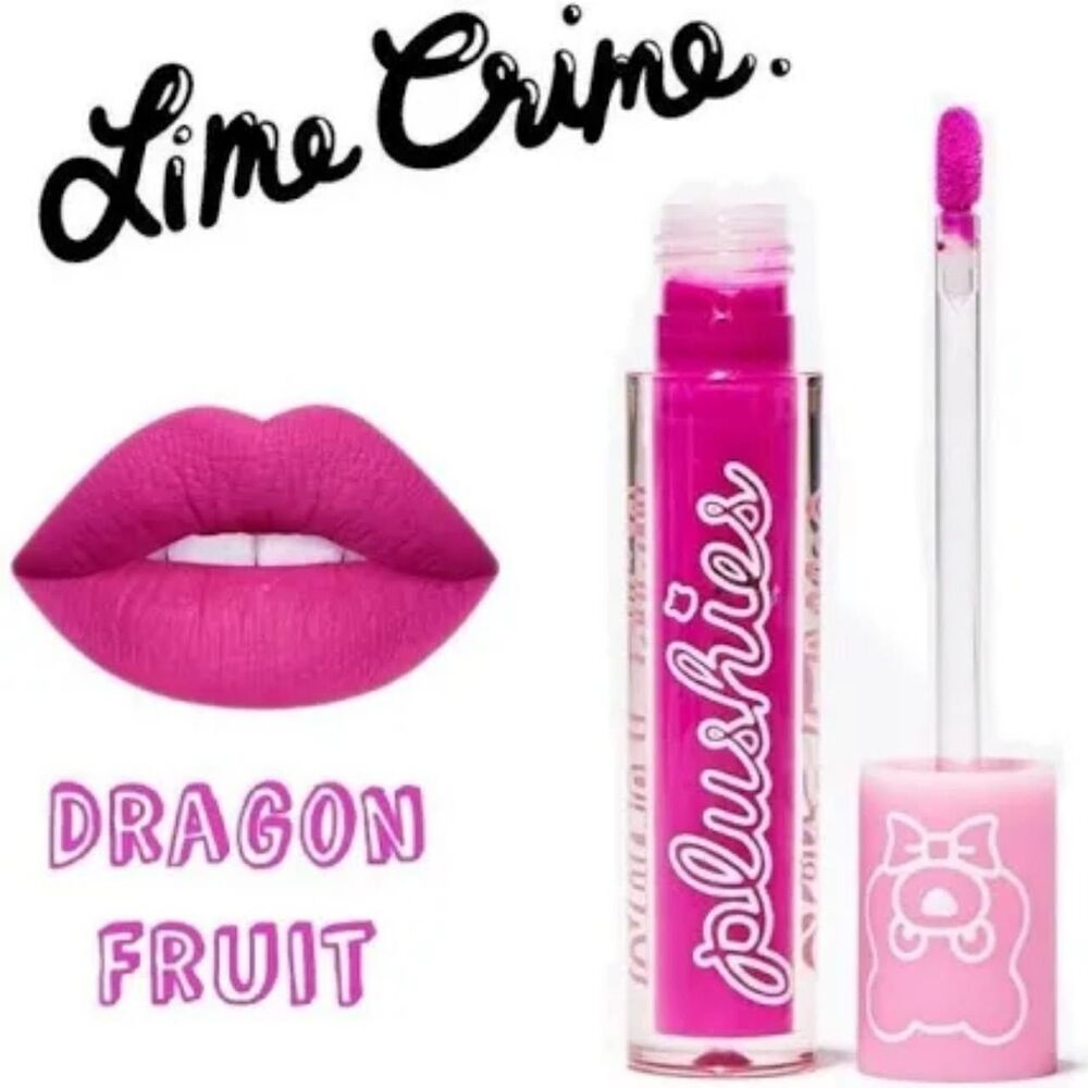 (2) Lime Crime Plushies DRAGON FRUIT Soft Focus Lip Veil Liquid Lipstick New - Picture 2 of 4
